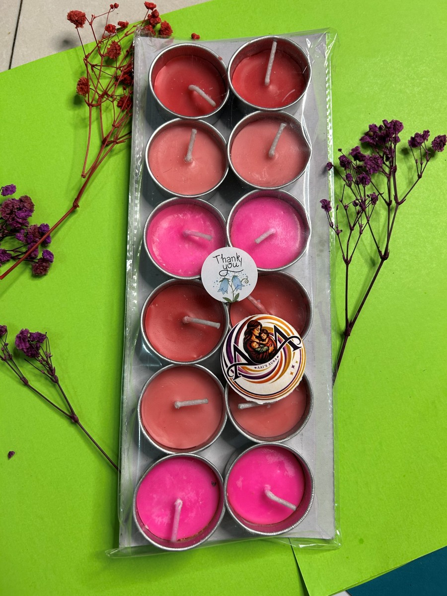 Second view of the pink and red twelve-piece pack